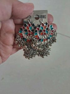 Boho Oxidized Jhumka Earrings new with tag