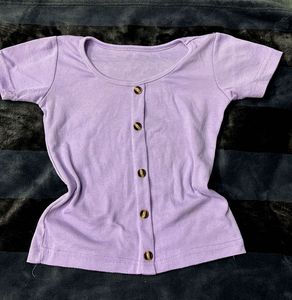 Cute Lavender Button-Down Tee