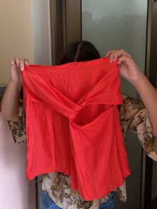 Zara Red Wrap Wide Leg Pants