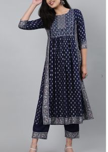“Gulmohar Jaipur” Nayara Navy 2piece Suit,Dupatta