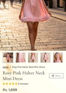 Cute Pink Halter Neck Mini Dress