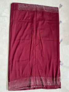 Maroon Saree with Stone Embellishments