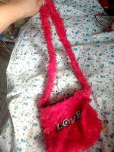 Red Furry Sling Bag