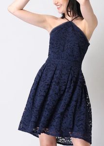 Navy Blue Dress With Back Cutout