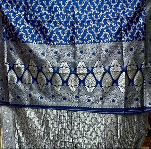 Last Piece Left-silver Zari Blue Saree