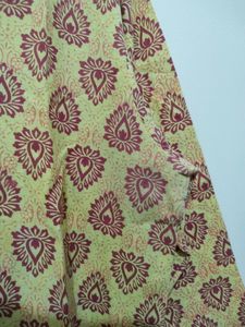 Ruhaans Yellow Kurta With Maroon Prints And Trim