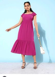 Fuchsia Pink Midi Dress