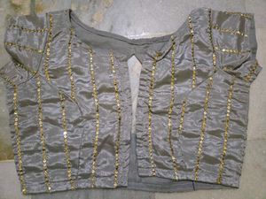 Sparkling Grey Blouse with Gold Sequins