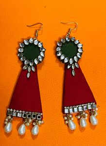 New Party Wear Earrings Colour Madhi &amp; Red