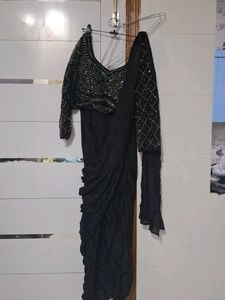 Black ready to wear saree blouse Set