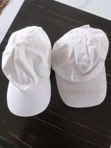 Pair of White Baseball Caps