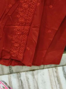 Elegant Red Embroidered Kurta Set