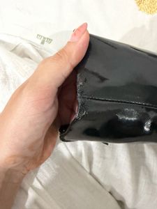 Black Patent Chunky Heel Ankle Boots