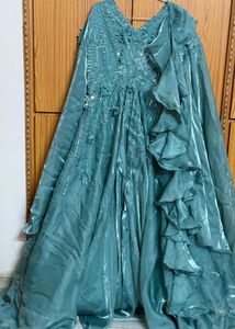 teal long gown