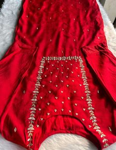 Embroidered Red Silk Blouse