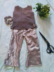 Sparkly Top &amp; Satin Pants Set