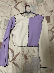 Colorblock Cropped Long Sleeve Top