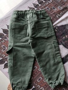 Stylish Green Cargo Pants with Bear Applique