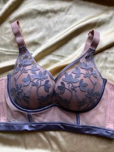 Sheer Floral Embroidered Bra