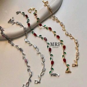 Elegant Rose & Leaf Bracelets