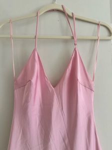 Satin Backless Pink Slip Dress