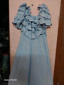 Blue Ruffle Maxi Dress