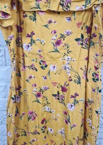 Yellow Floral Cold Shoulder Maxi Dress