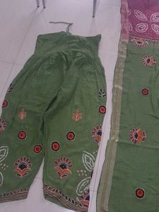 Green embroidered Salwar and Dupatta set