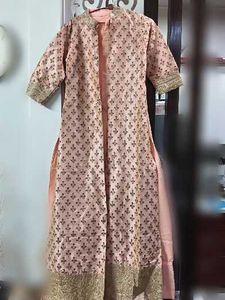 Elegant Peach Embellished Kurta with skirt