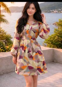 Boho Geometric Print Mini Dress