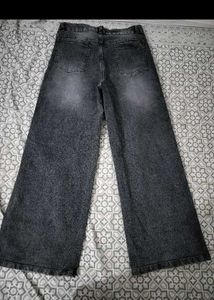 Wide Leg Washed Denim Jeans