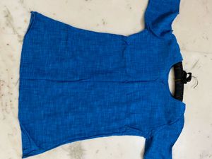 Blue short Kurta with white Pants