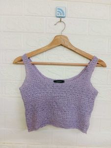 Lilac Knit Crop Tank Top