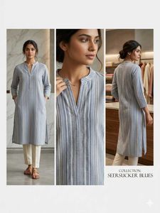 Striped Kurta - Classic Greye & White
