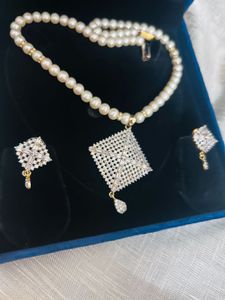 pure Hyderabad Pearl Necklace &amp; Earring Set