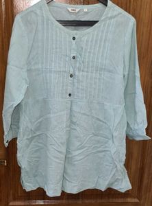 Light Blue Pintuck Tunic Top