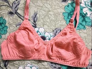 Coral Pink Cotton Bra