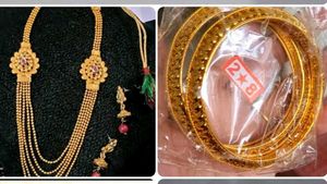 1gram goldplateNecklace & earing&bangle set