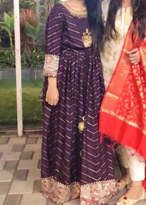 Elegant Dark Purple Ethnic Gown ( Jacket Style)