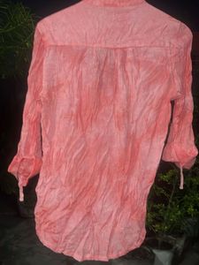 Chic Coral Tie-Dye Tunic Top
