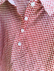 Red Gingham Cold Shoulder Top