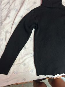 Black Turtleneck Ribbed Sweater
