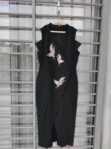Chic Black Embroidered Dress