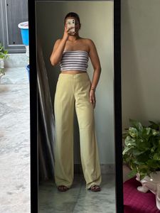 High-Waisted Wide-Leg beige trousers