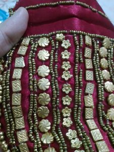 Elegant Maroon &amp; Gold Potli Bag
