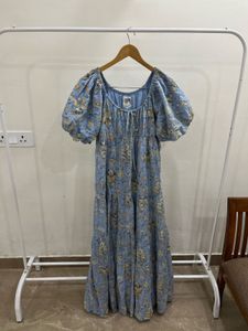 Floral Tiered Maxi Dress in Pastel Blue Mint