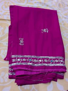 Vibrant Magenta Embroidered Saree