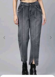 Sassfaras Comfy Dark Wash Elastic Waist Jeans