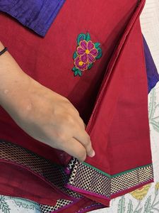 red pure cotton saree