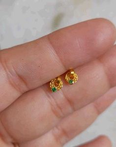 Green Stone Earrings Studs